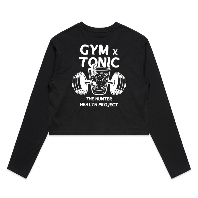 'Gym n Tonic' - Black Long Crop