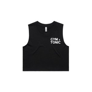 'Gym n Tonic' - Black Crop Tank